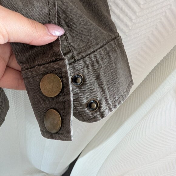 Ann Taylor LOFT Green Utility Zip Up Jacket Size Small Cotton Twill - Picture 11 of 15